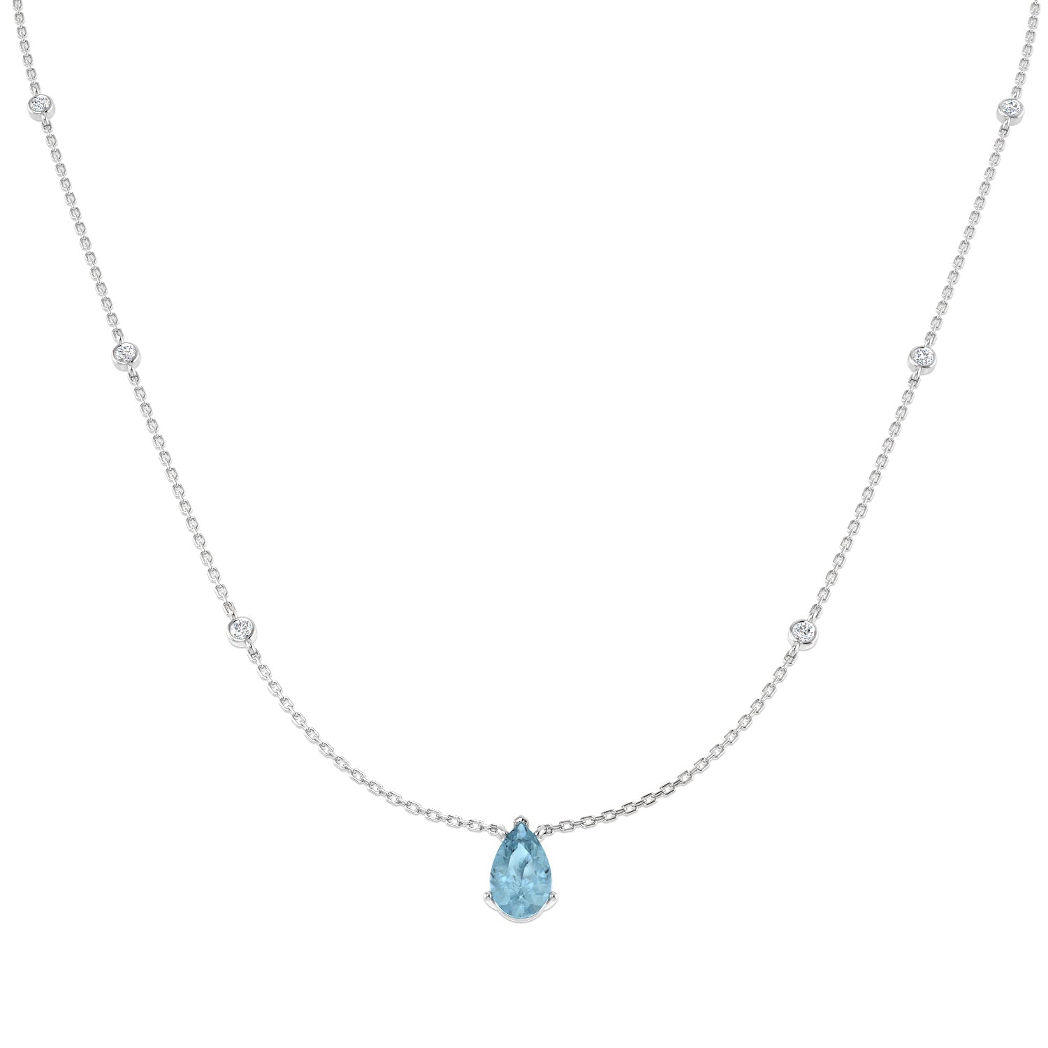 9ct White Gold 1.45ct Aquamarine Necklace