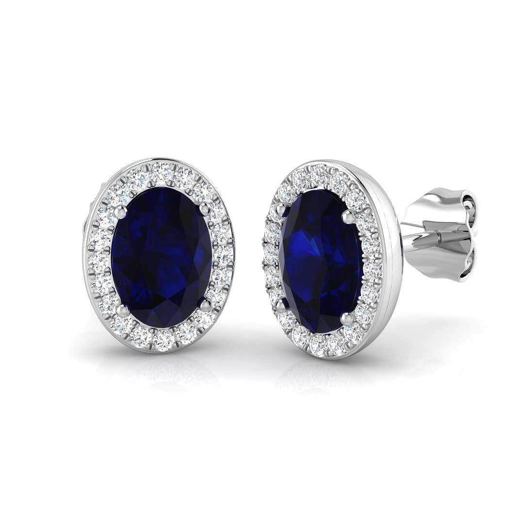 18ct White Gold 2.32ct Blue Sapphire Earrings