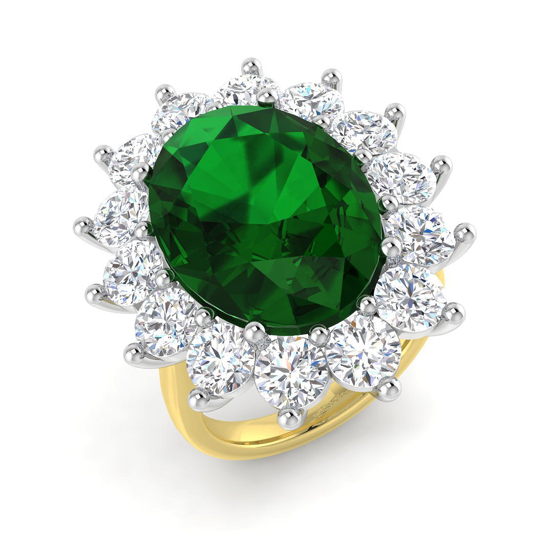 18ct Two-Tone Gold 14.03ct Emerald Ring
