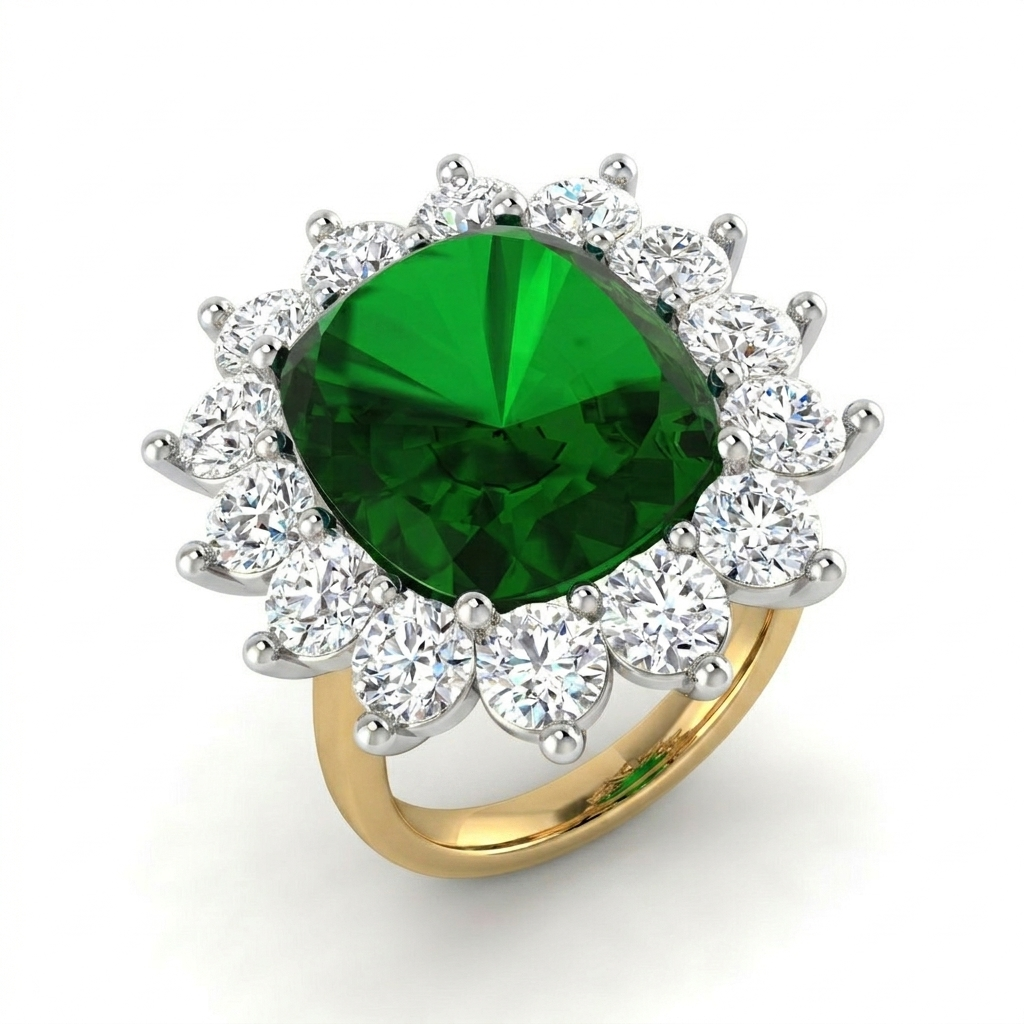 18ct Two-Tone Gold 13.72ct Emerald Ring