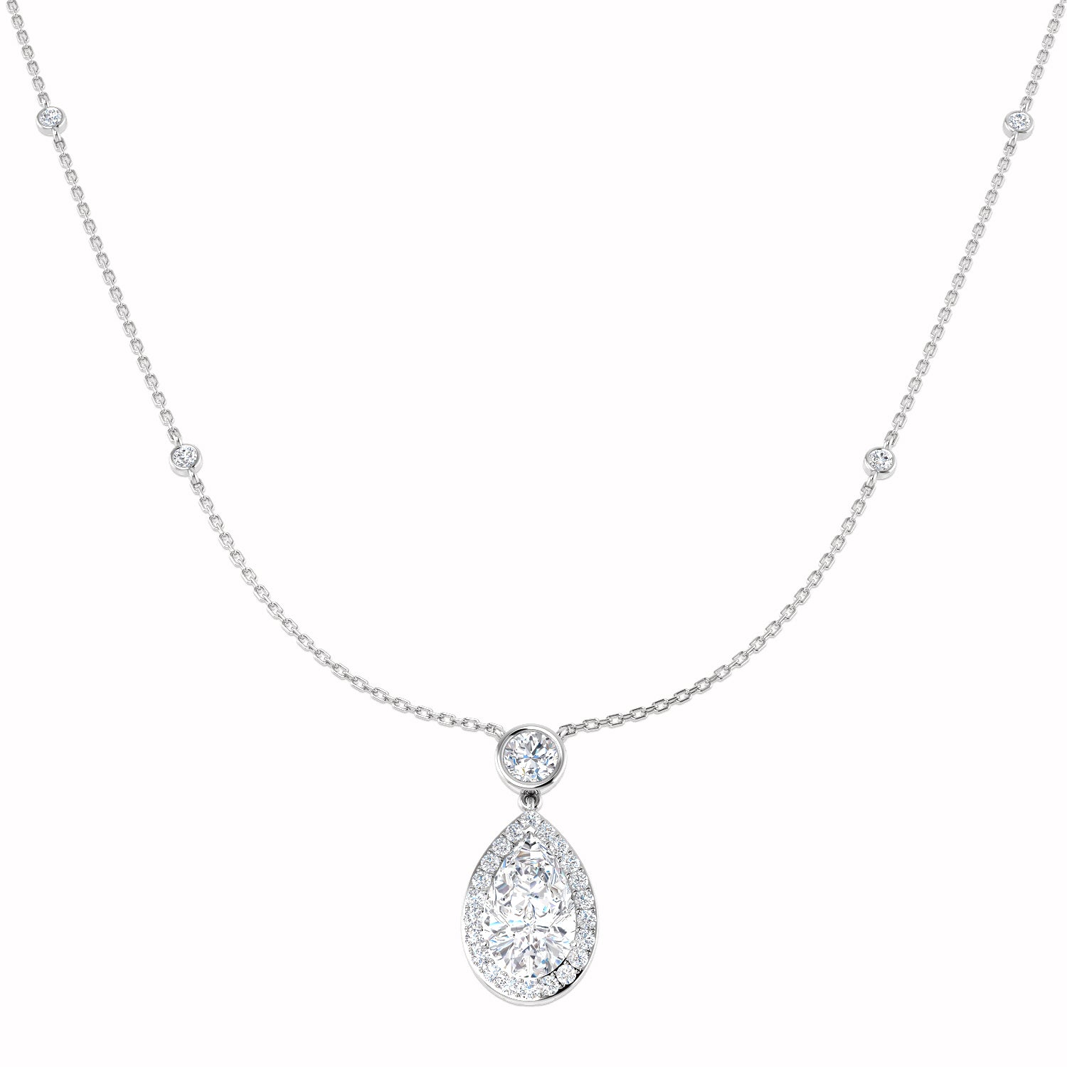 18ct White Gold 4.18ct E VS2 Laboratory Grown CVD Necklace