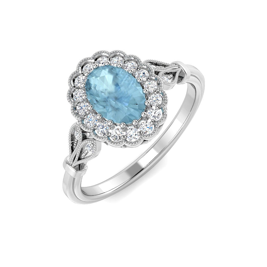 9ct White Gold 0.83ct Aquamarine Ring