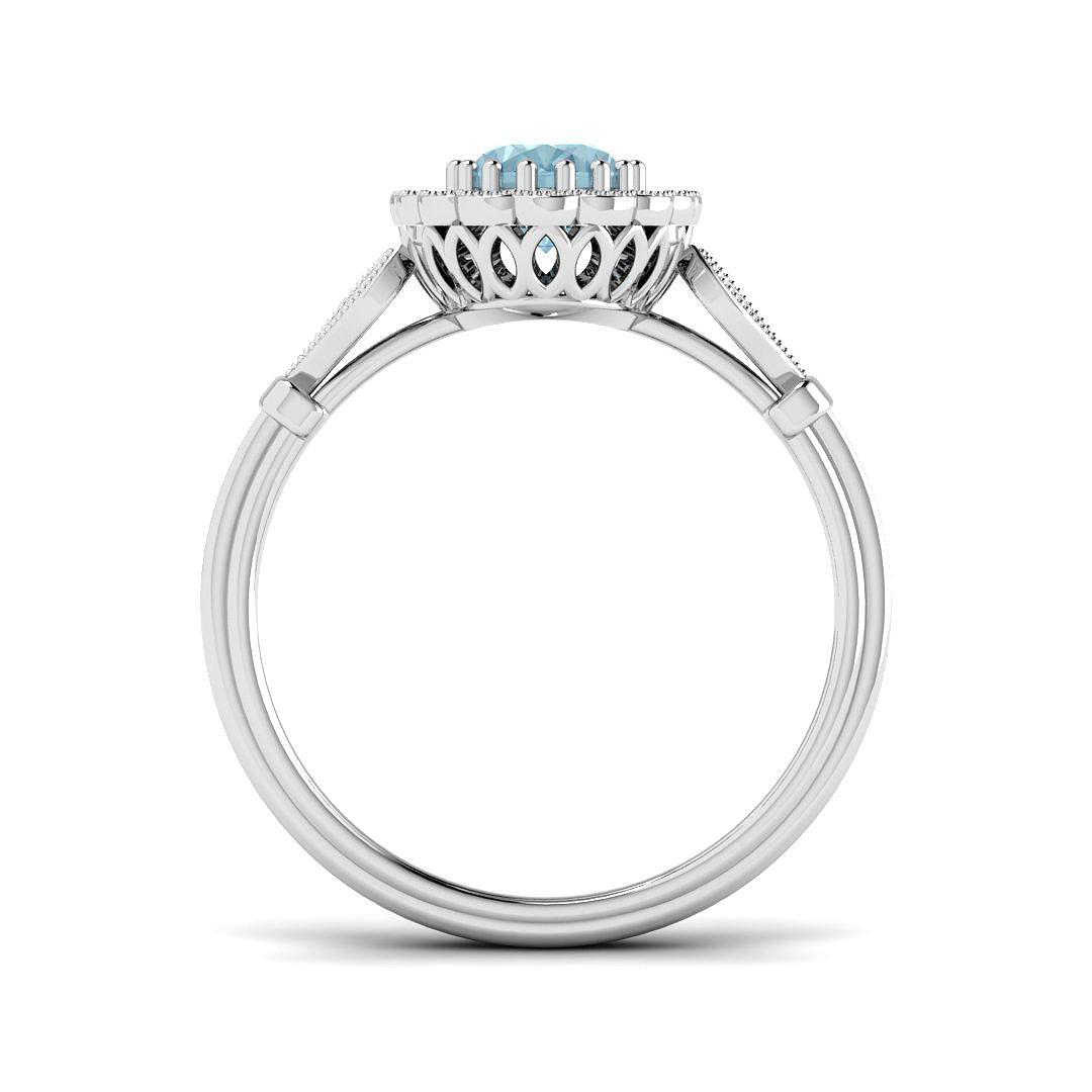 9ct White Gold 0.83ct Aquamarine Ring