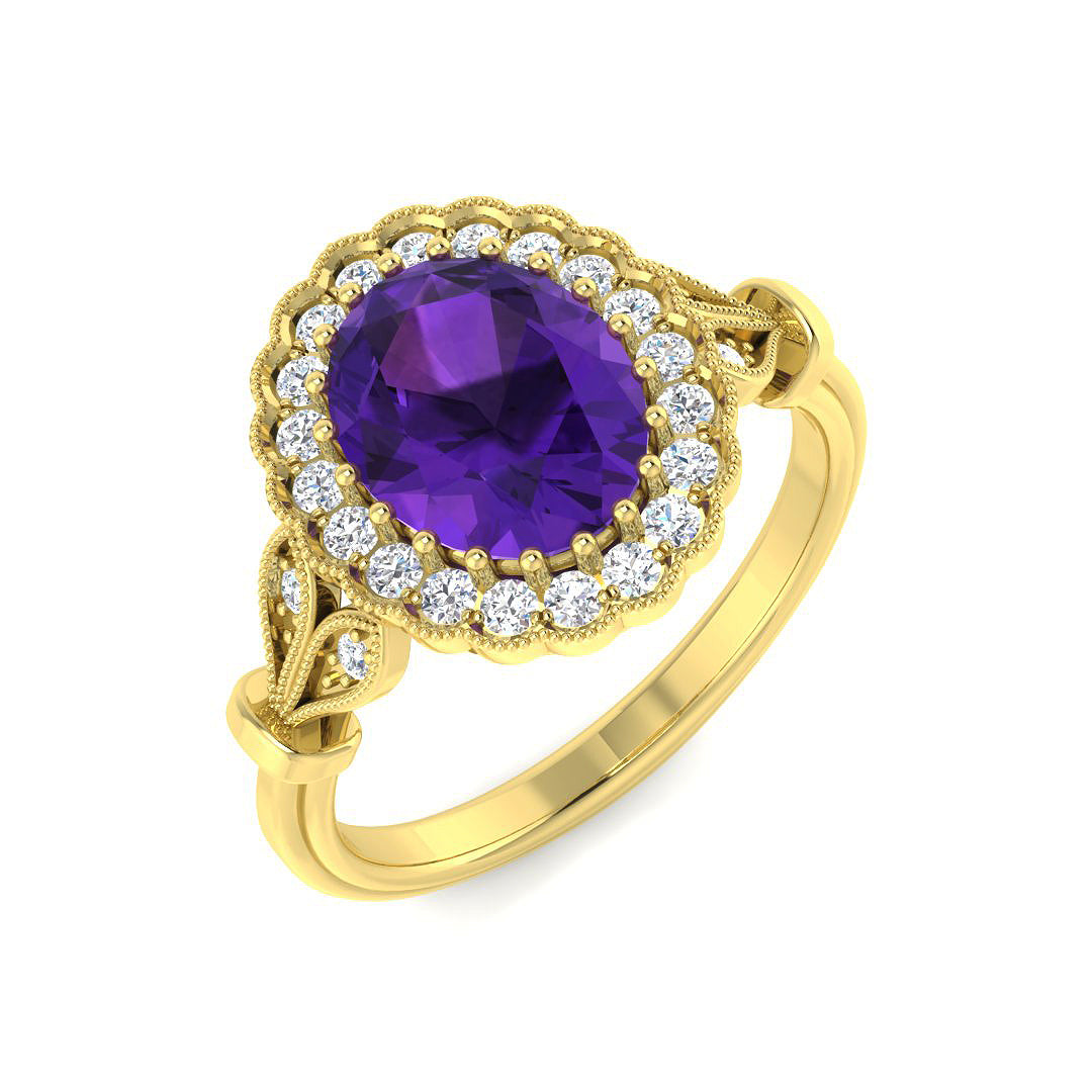 9ct Yellow Gold 1.84ct Amethyst Ring