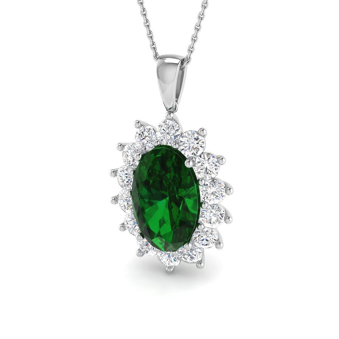 9ct White Gold 9.09ct Emerald Pendant
