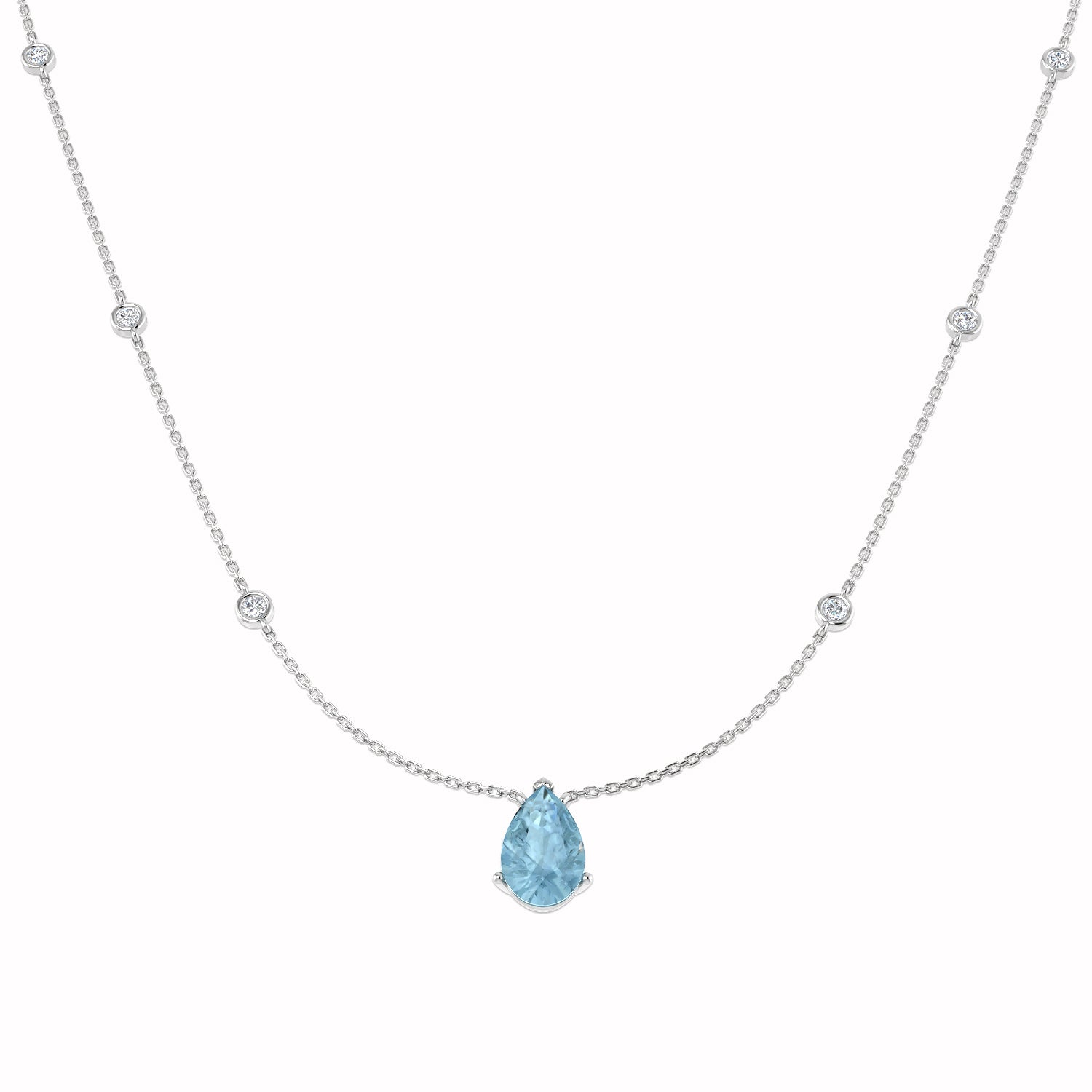 9ct White Gold 3.16ct Aquamarine Necklace