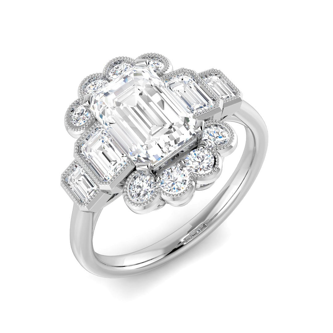 9ct White Gold 3.17ct D VS2 Laboratory Grown CVD Ring