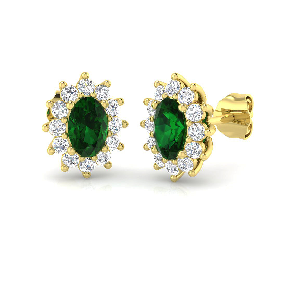 9ct Yellow Gold 1.41ct Emerald Earrings