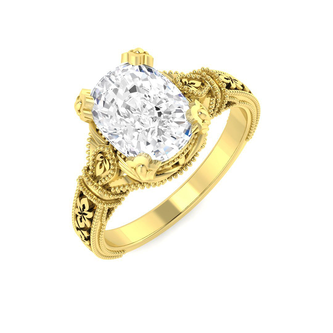 9ct Yellow Gold 2.00ct D VVS2 Laboratory Grown Cvd Old Cut Ring