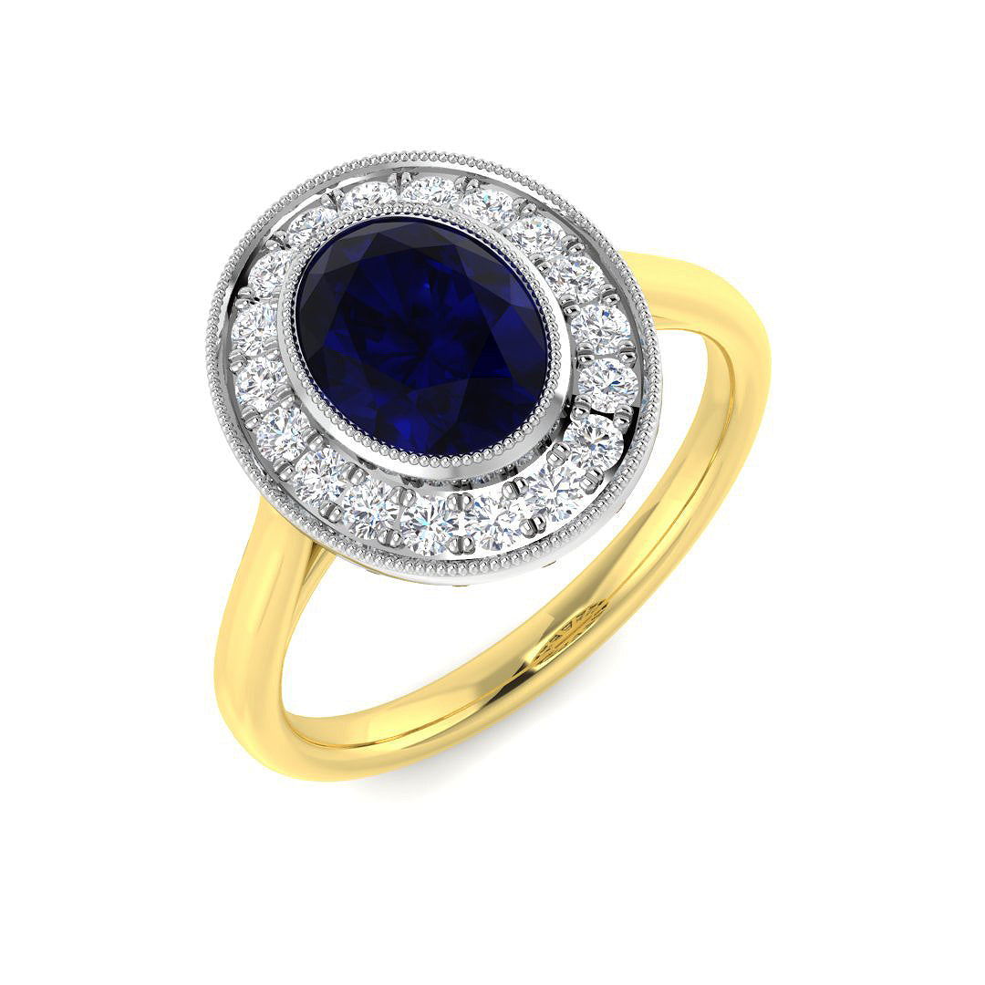 9ct Two-Tone Gold 1.94ct Blue Sapphire Ring