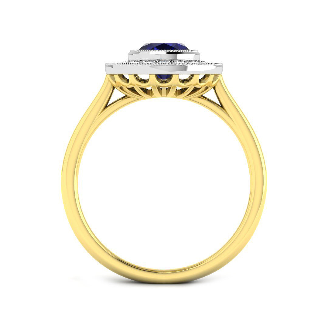 9ct Two-Tone Gold 1.94ct Blue Sapphire Ring