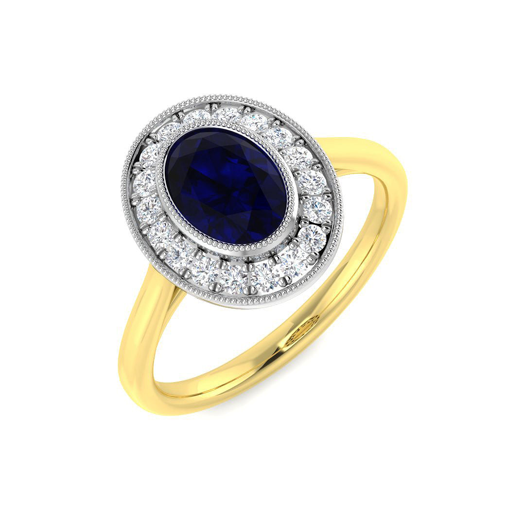 9ct Two-Tone Gold 1.37ct Blue Sapphire Ring