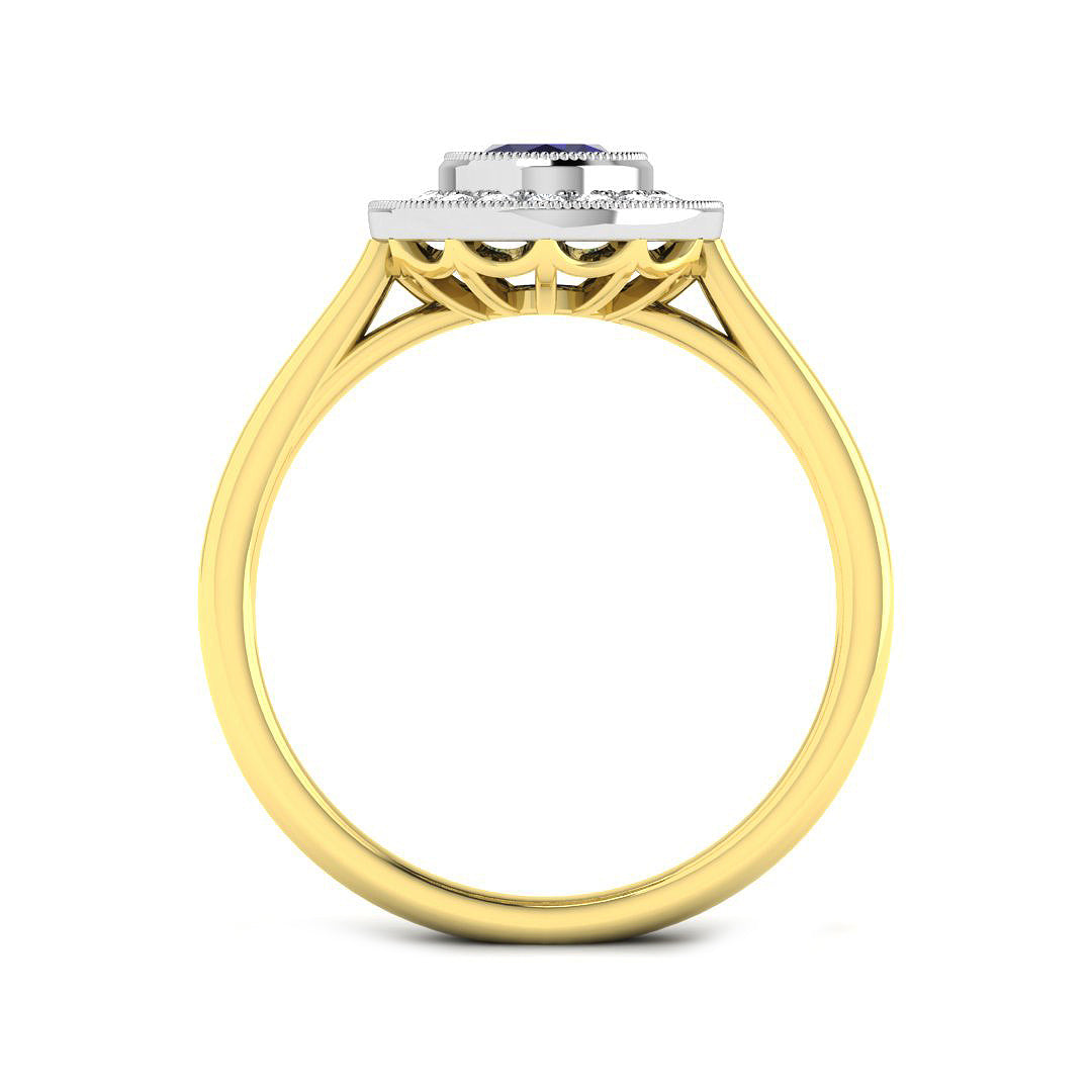 9ct Two-Tone Gold 1.37ct Blue Sapphire Ring