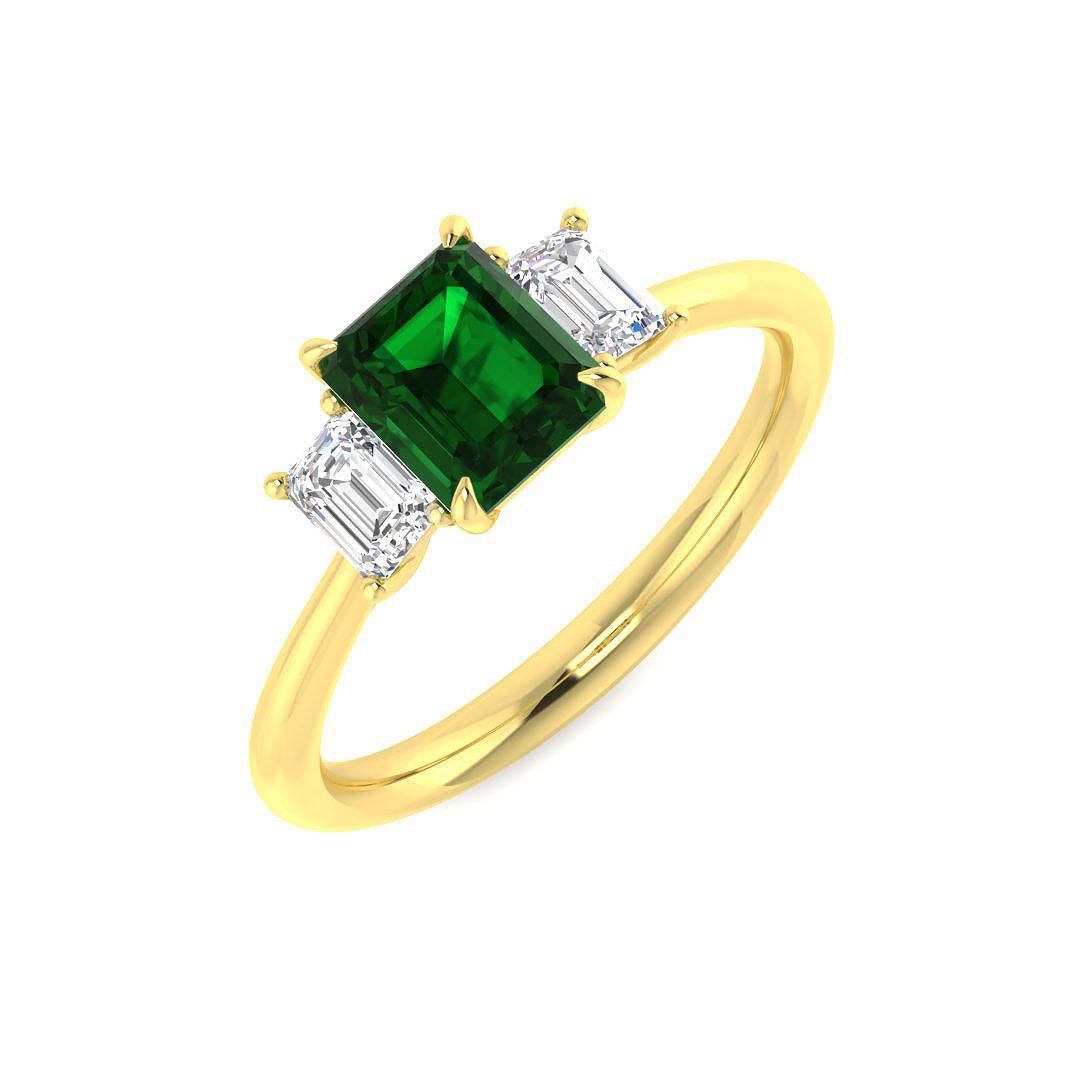 9ct Yellow Gold 0.97ct Emerald Ring