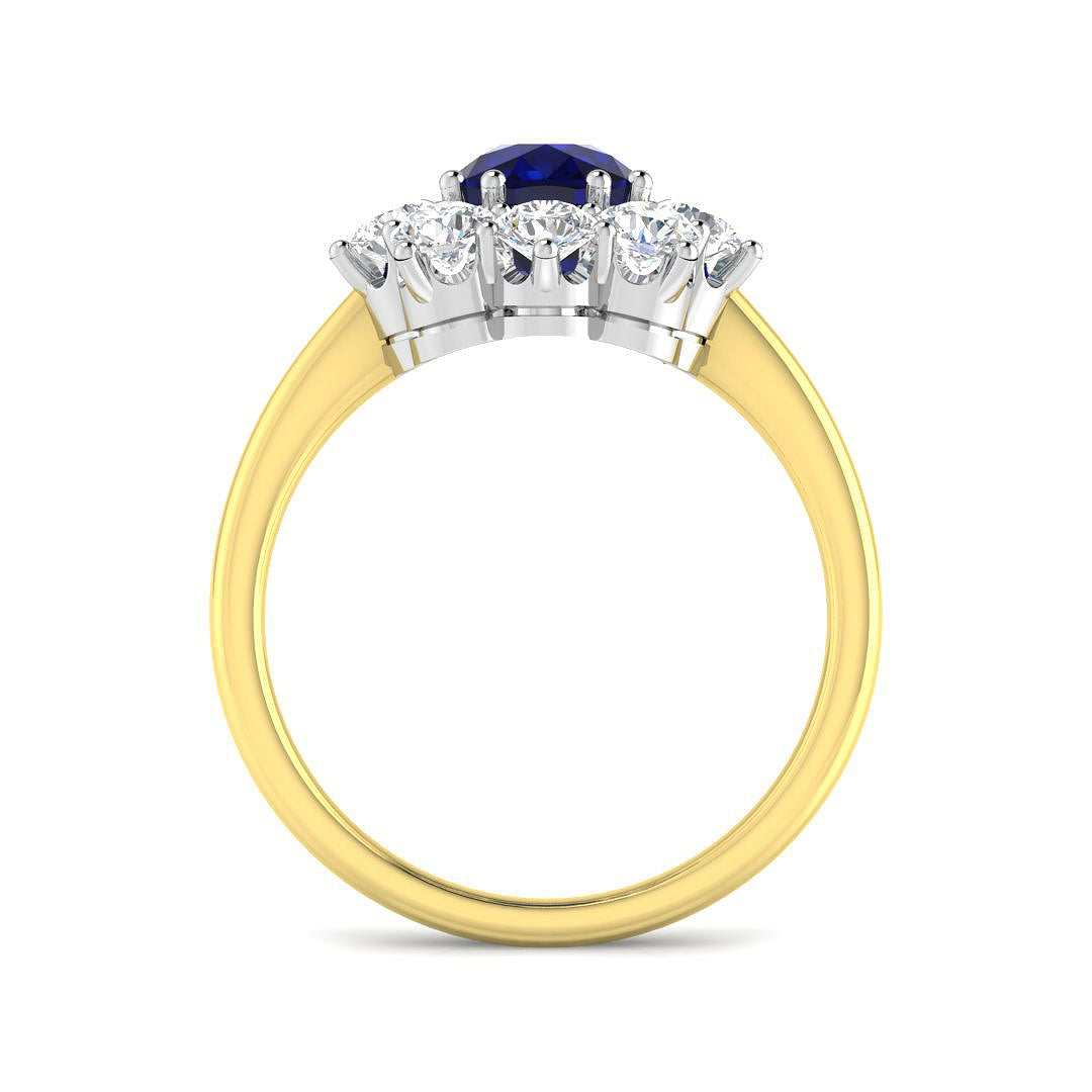 9ct Two-Tone Gold 3.31ct Blue Sapphire Ring