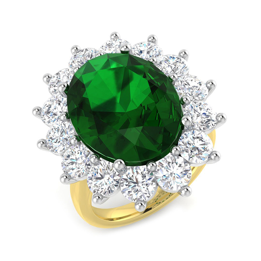 9ct Two-Tone Gold 11.68ct Emerald Ring