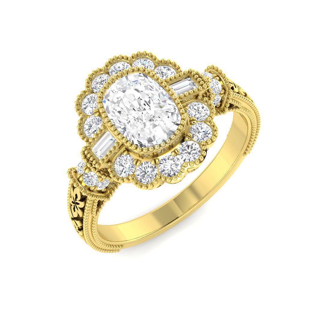 9ct Yellow Gold 1.51ct D VS2 Laboratory Grown Cvd Old Cut Ring