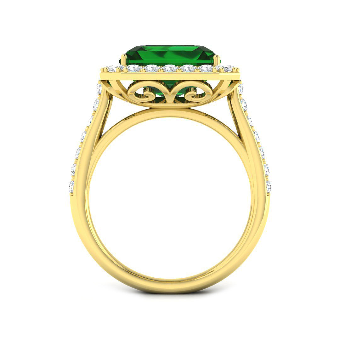 9ct Yellow Gold 6.86ct Emerald Ring