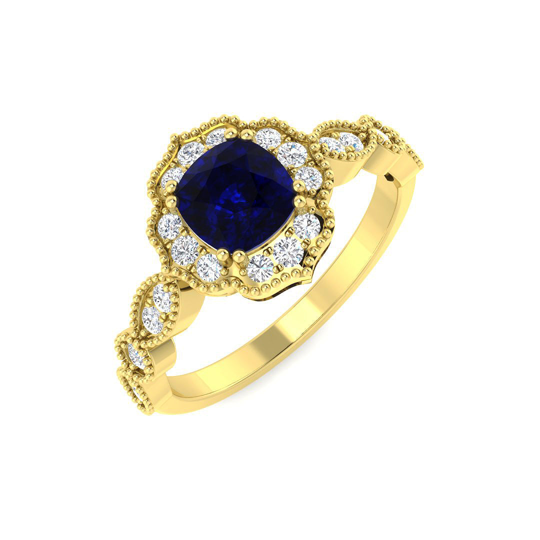9ct Yellow Gold 1.27ct Blue Sapphire Ring