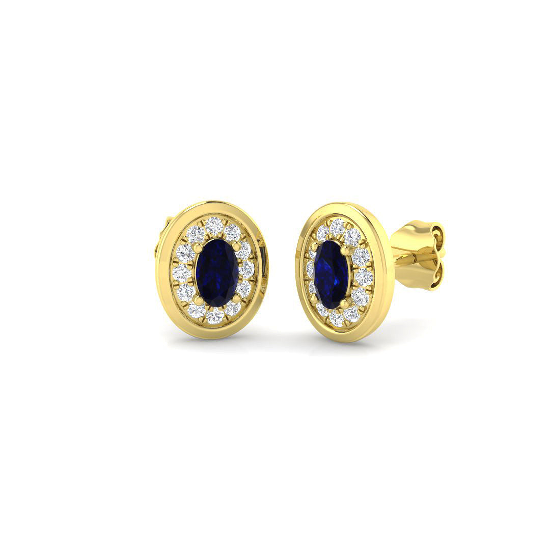 9ct Yellow Gold 0.69ct Blue Sapphire Earrings