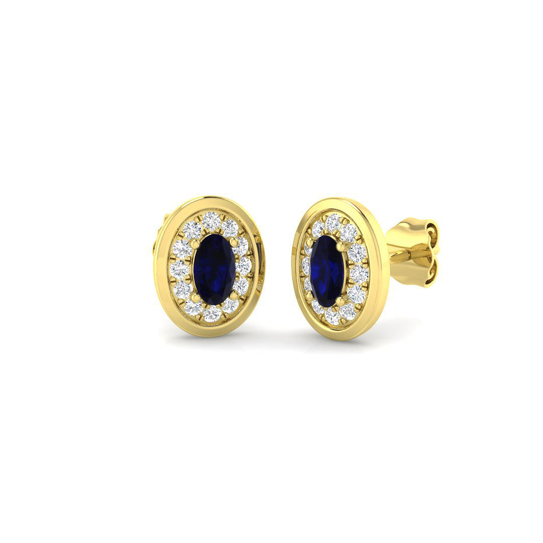 9ct Yellow Gold 0.90ct Blue Sapphire Earrings