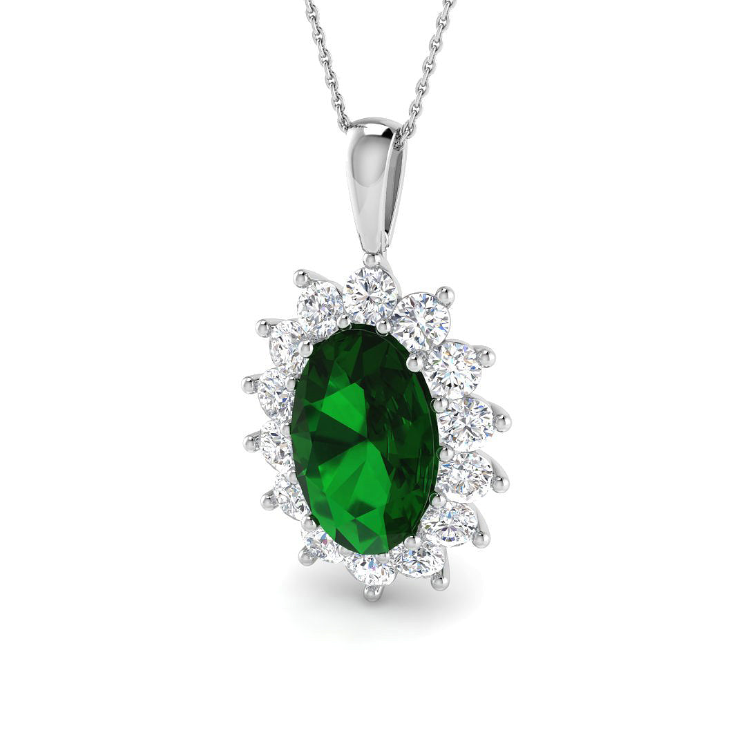 9ct White Gold 9.72ct Emerald Pendant