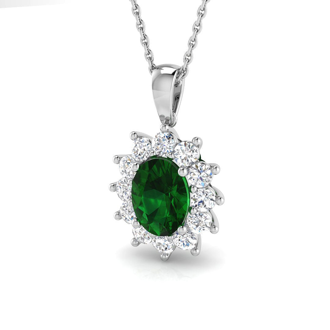 9ct White Gold 1.82ct Laboratory Grown Lab Columbian Emerald Pendant