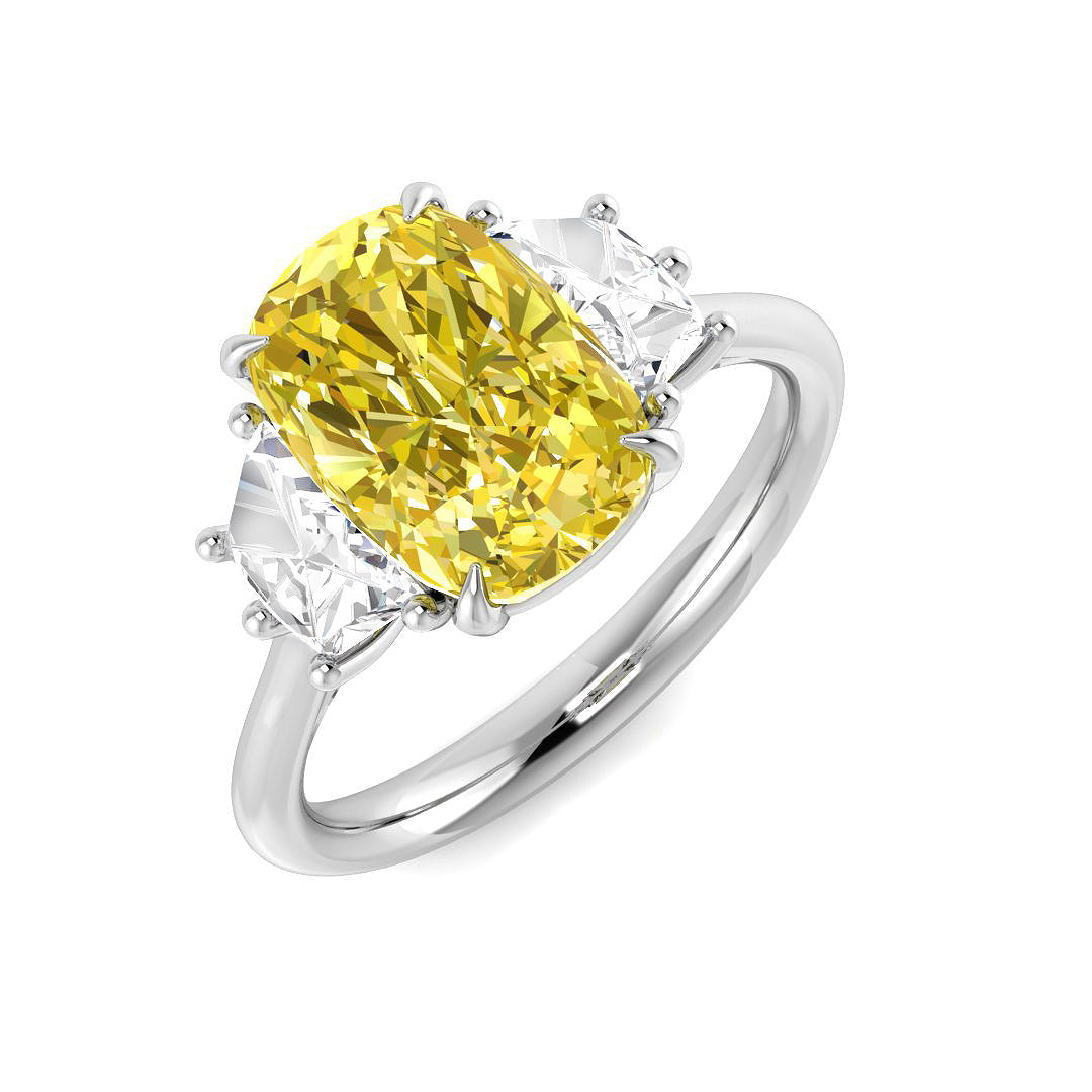 9ct White Gold 3.16ct Laboratory Grown Lab Yellow Diamond Ring