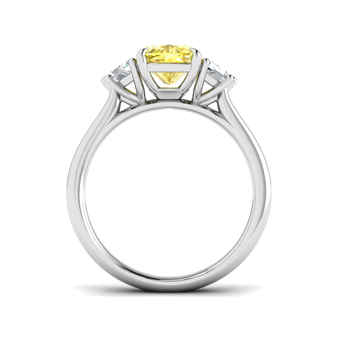 9ct White Gold 3.16ct Laboratory Grown Lab Yellow Diamond Ring