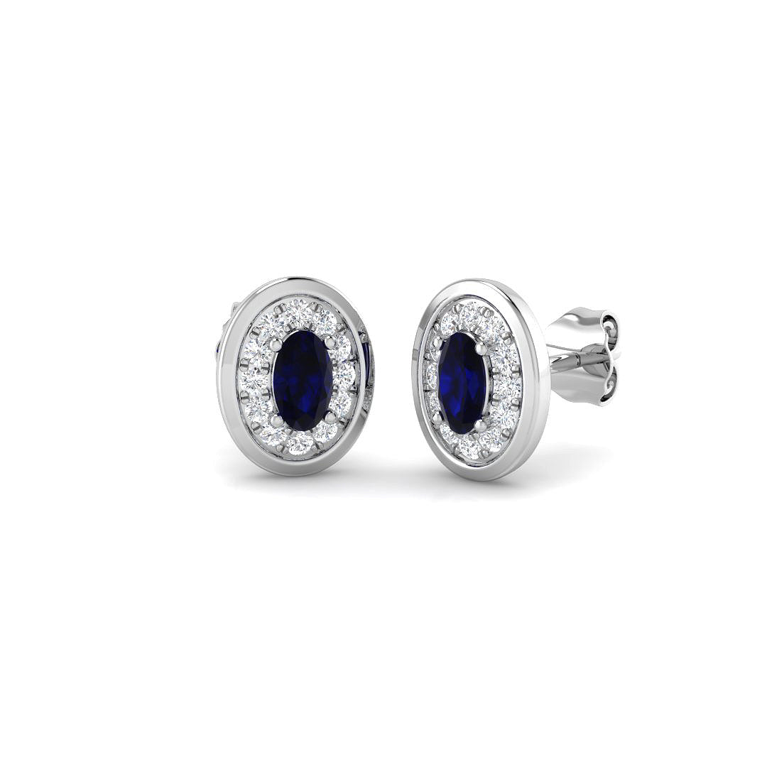 9ct White Gold 0.90ct Blue Sapphire Earrings