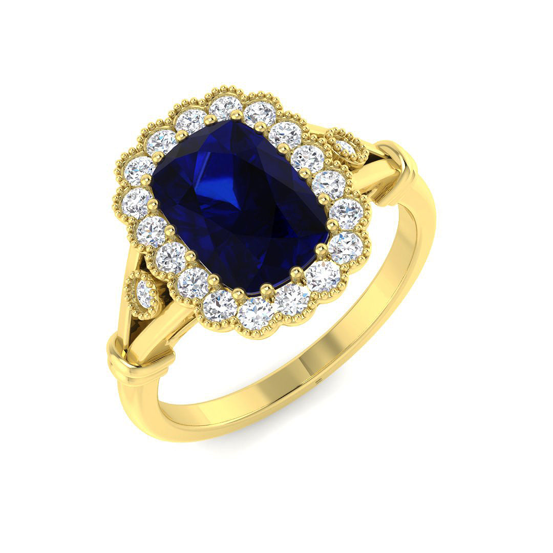 9ct Yellow Gold 2.19ct Blue Sapphire Ring