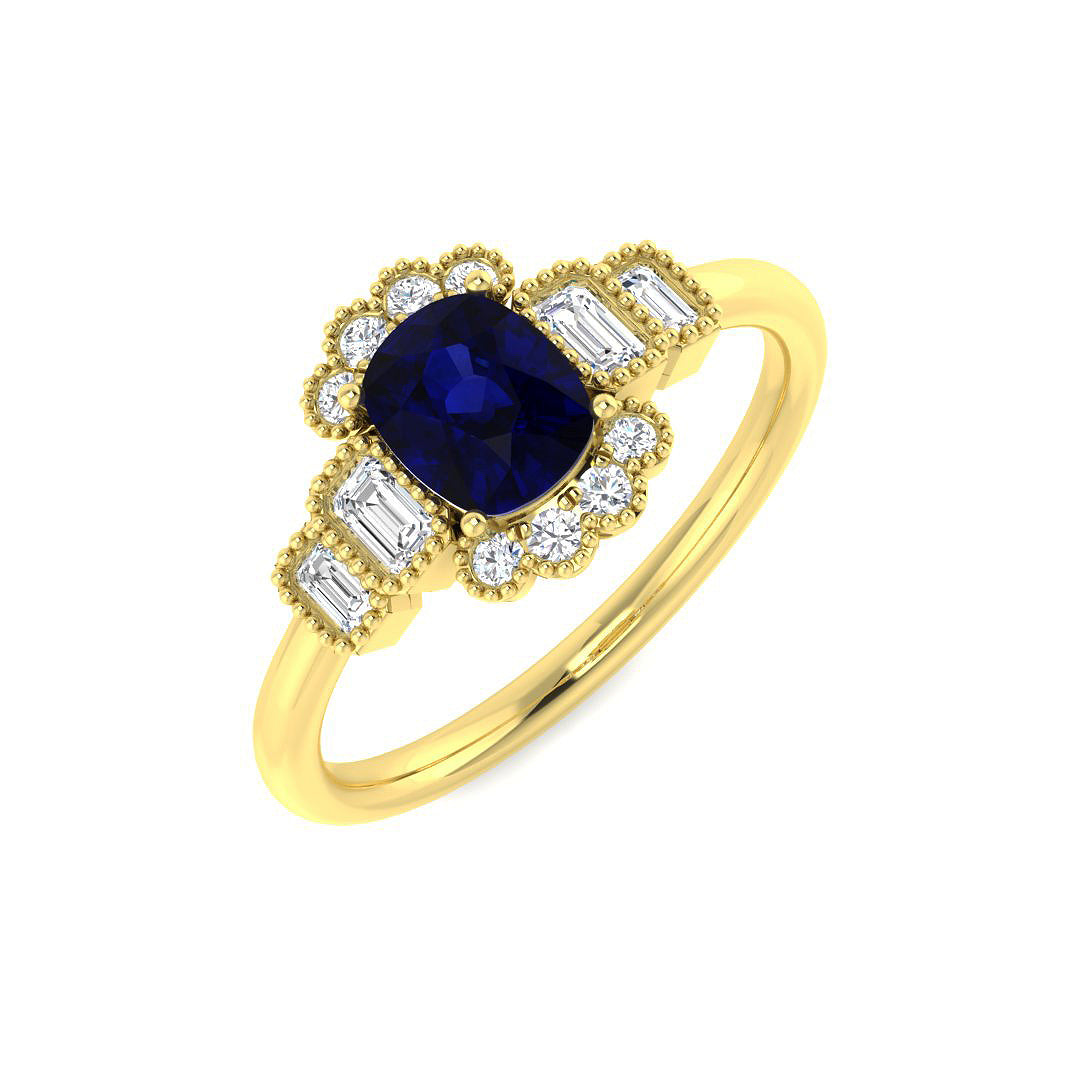 9ct Yellow Gold 0.93ct Blue Sapphire Ring