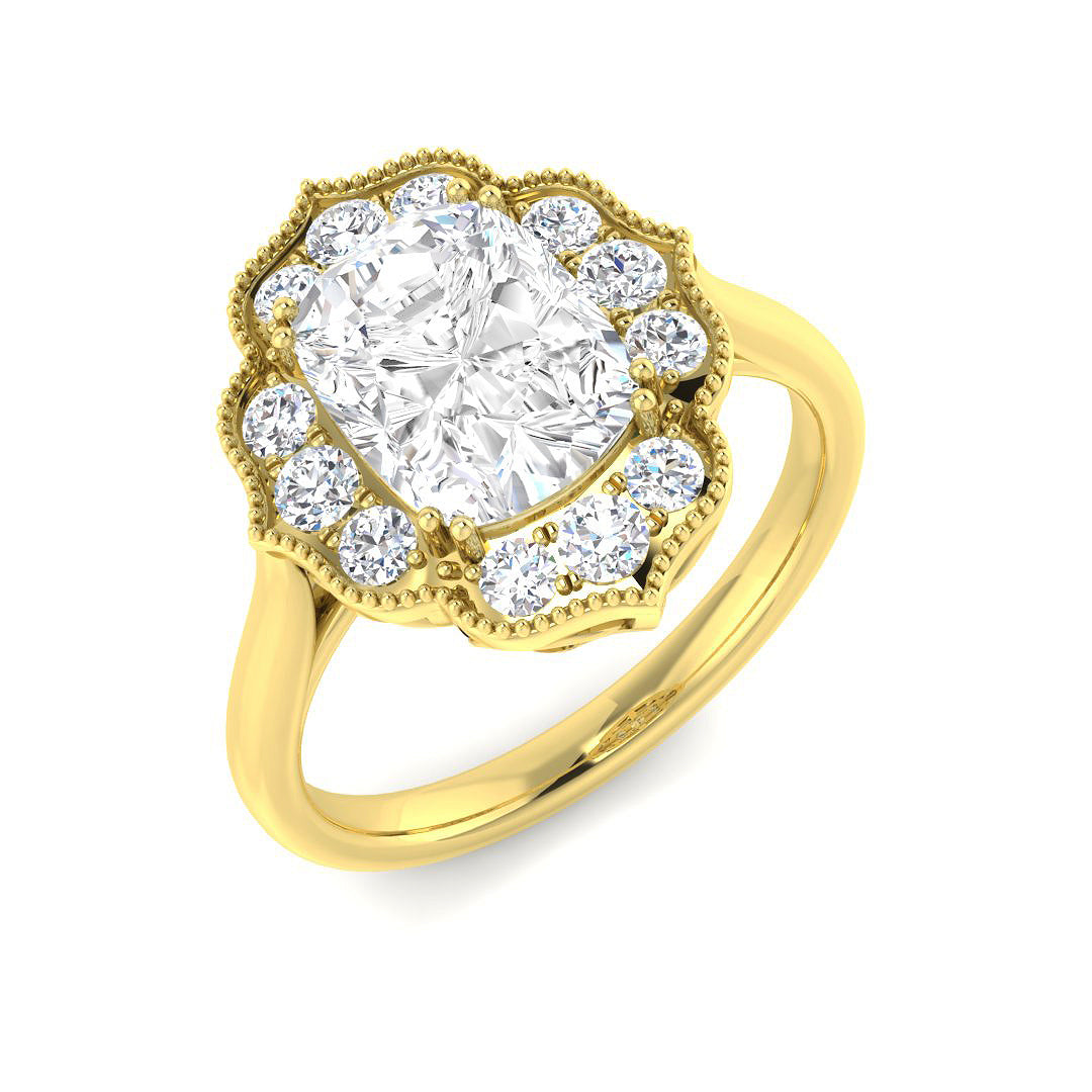 9ct Yellow Gold 2.42ct Laboratory Grown Cvd Old Cut Ring