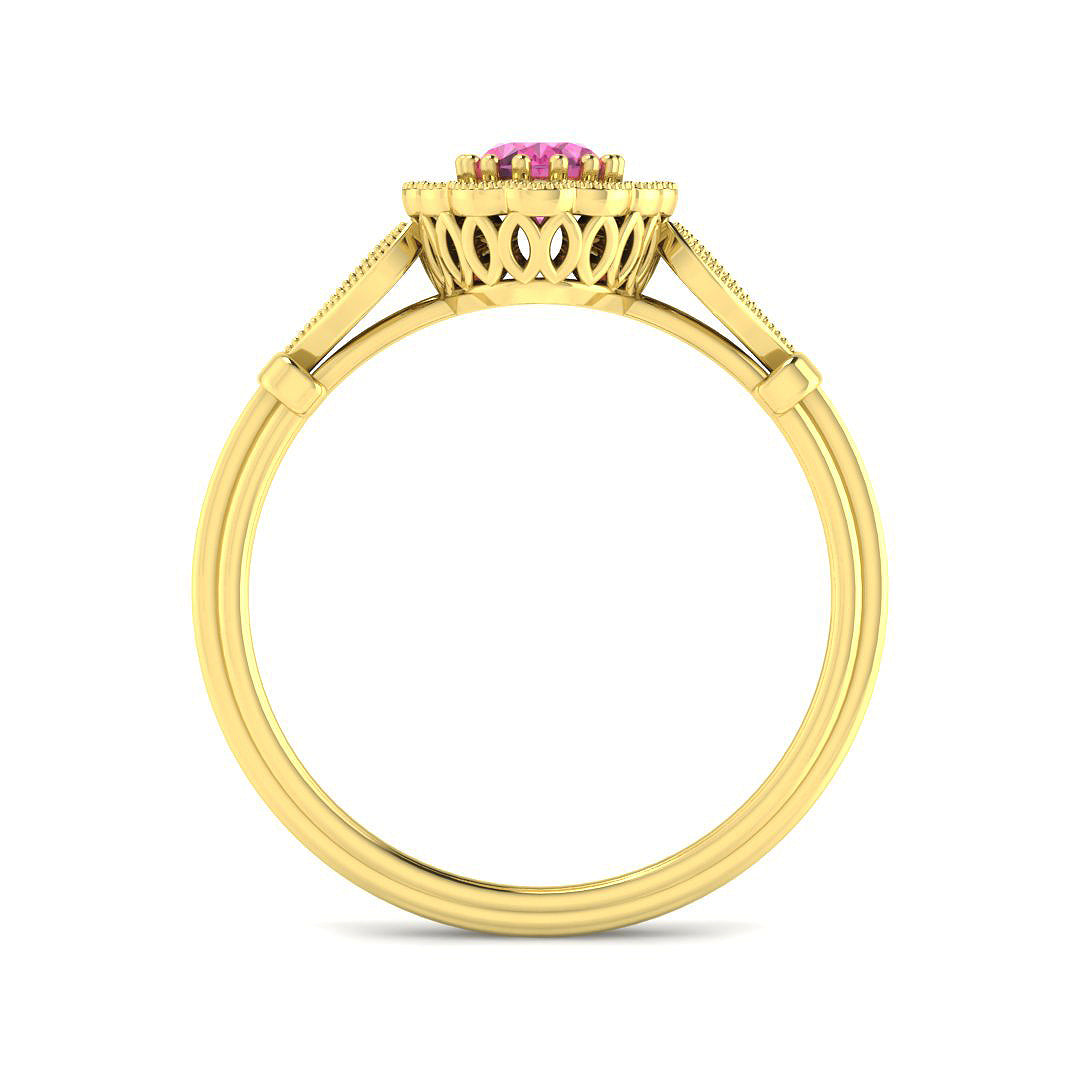 9ct Yellow Gold 0.70ct Pink Sapphire Ring