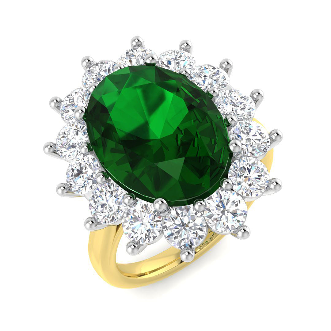 9ct Two-Tone Gold 7.79ct Emerald Ring