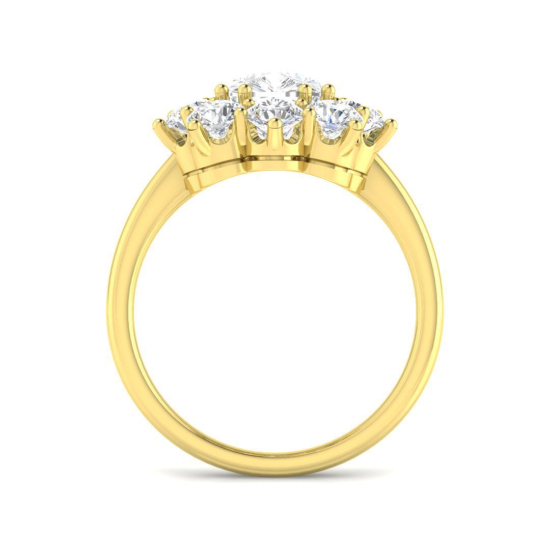 9ct Yellow Gold 3.77ct D VVS2 Laboratory Grown Cvd Old Cut Ring