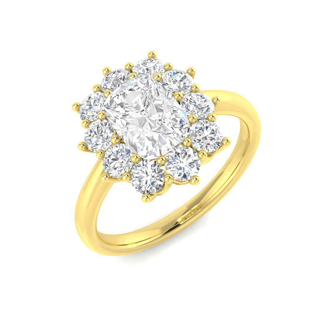 9ct Yellow Gold 1.94ct E VVS2 Laboratory Grown Cvd Old Cut Ring