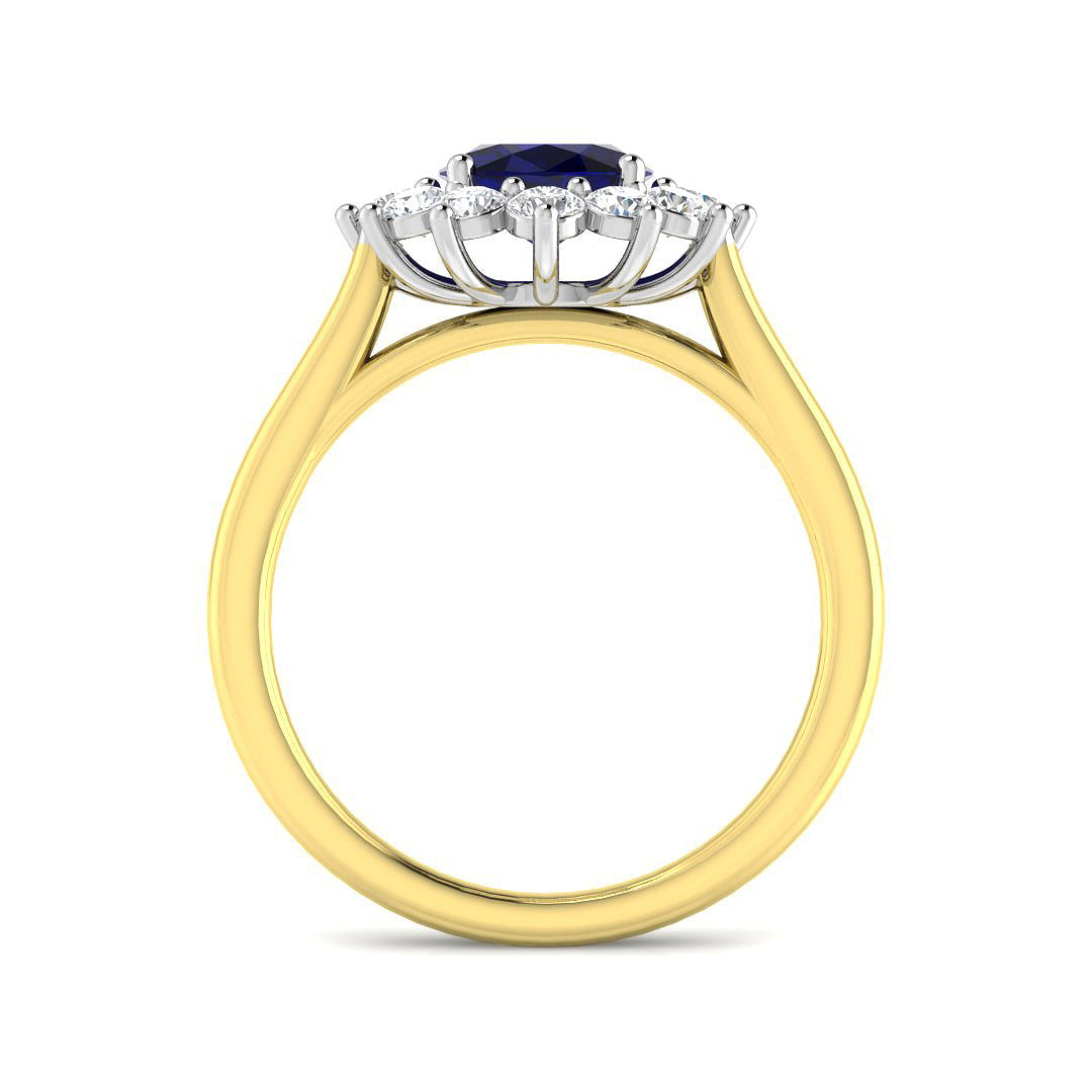 9ct Two-Tone Gold 2.09ct Blue Sapphire Ring