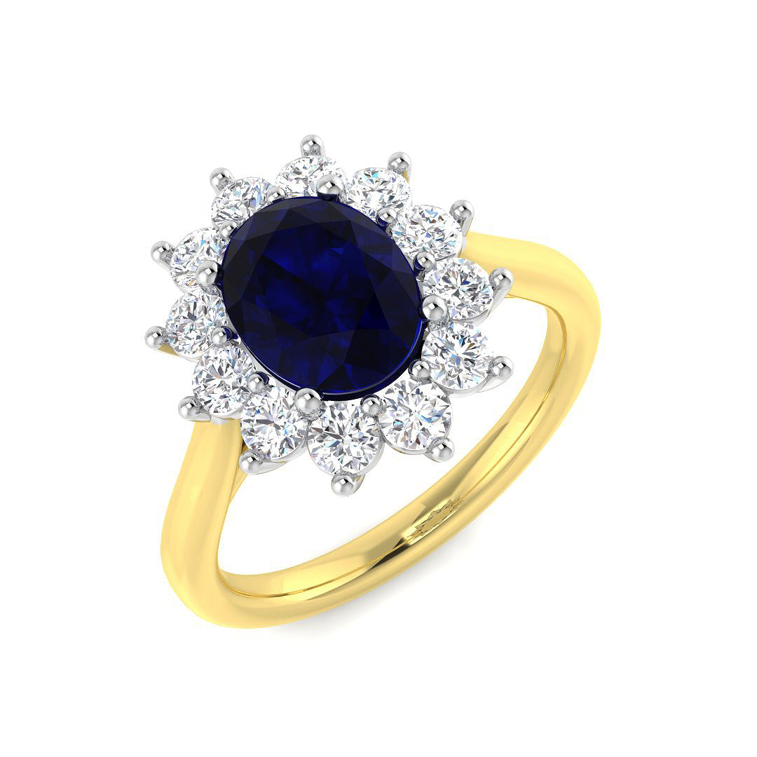 9ct Two-Tone Gold 2.46ct Blue Sapphire Ring