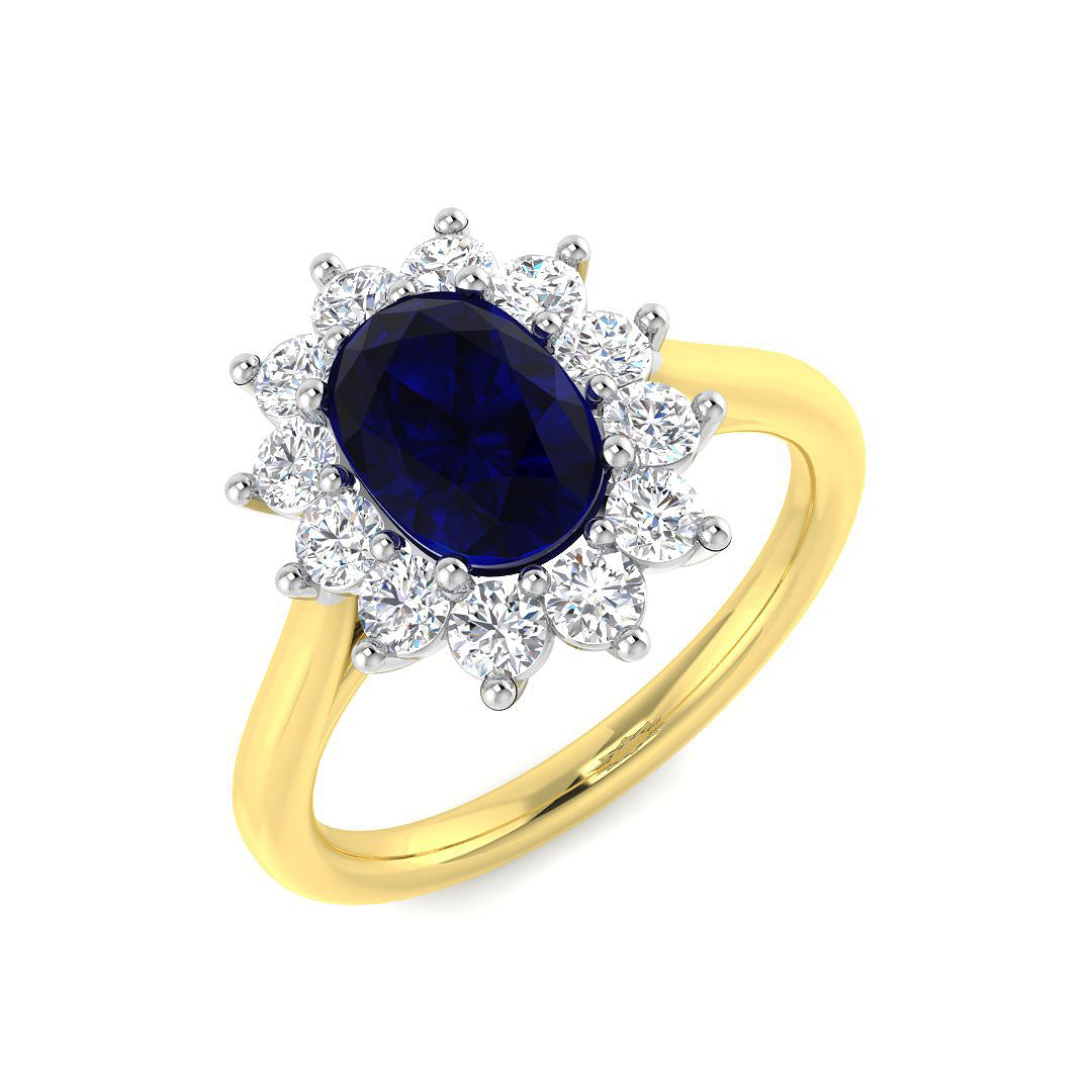 9ct Two-Tone Gold 2.24ct Blue Sapphire Ring