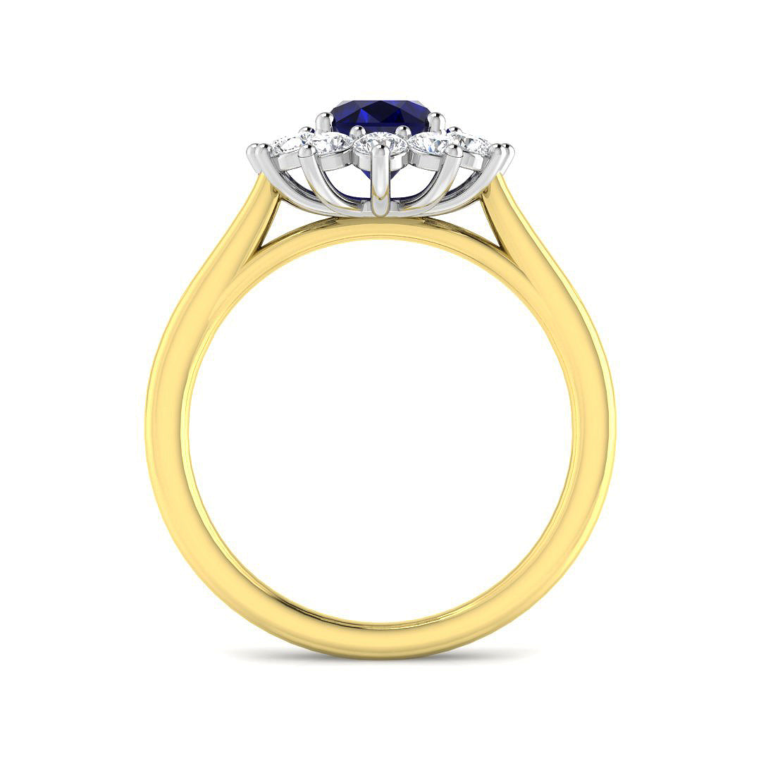 9ct Two-Tone Gold 2.24ct Blue Sapphire Ring