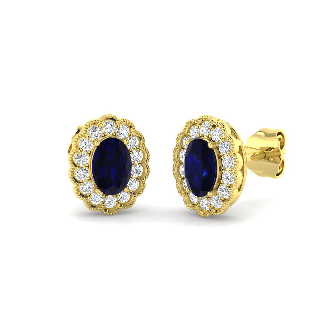 9ct Yellow Gold 1.14ct Blue Sapphire Earrings