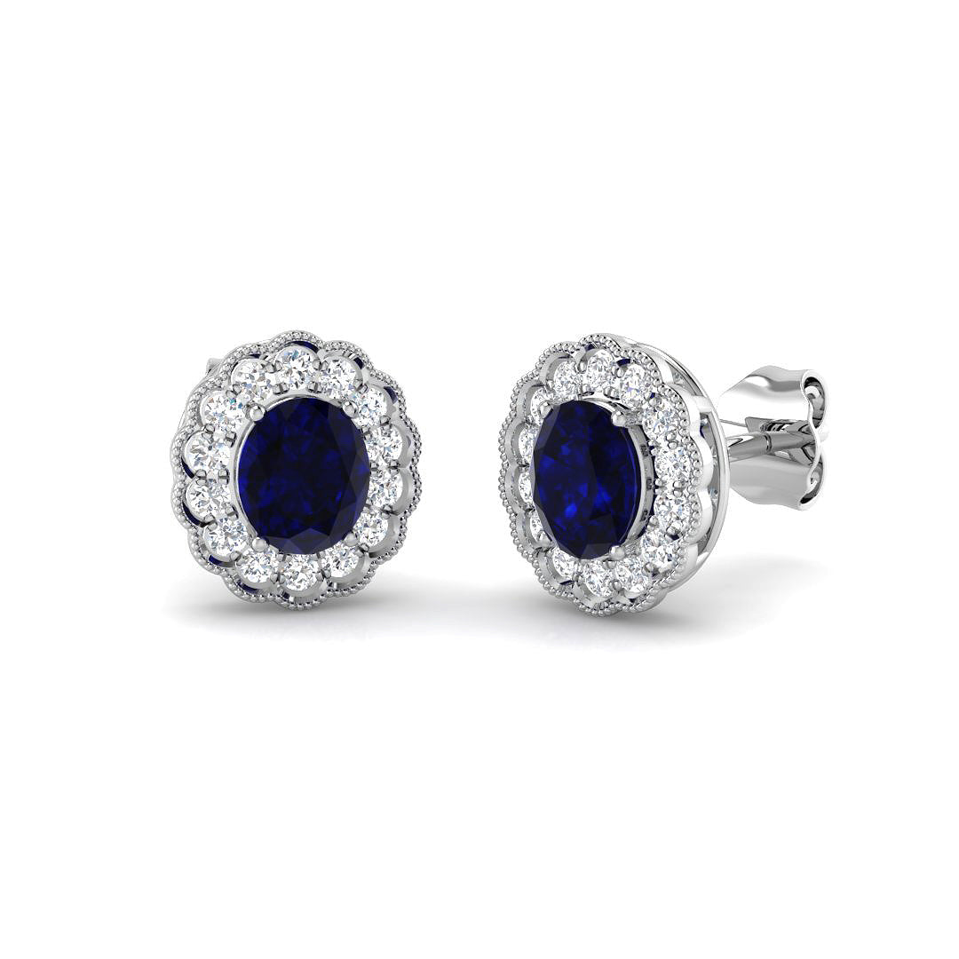 9ct White Gold 1.18ct Blue Sapphire Earrings