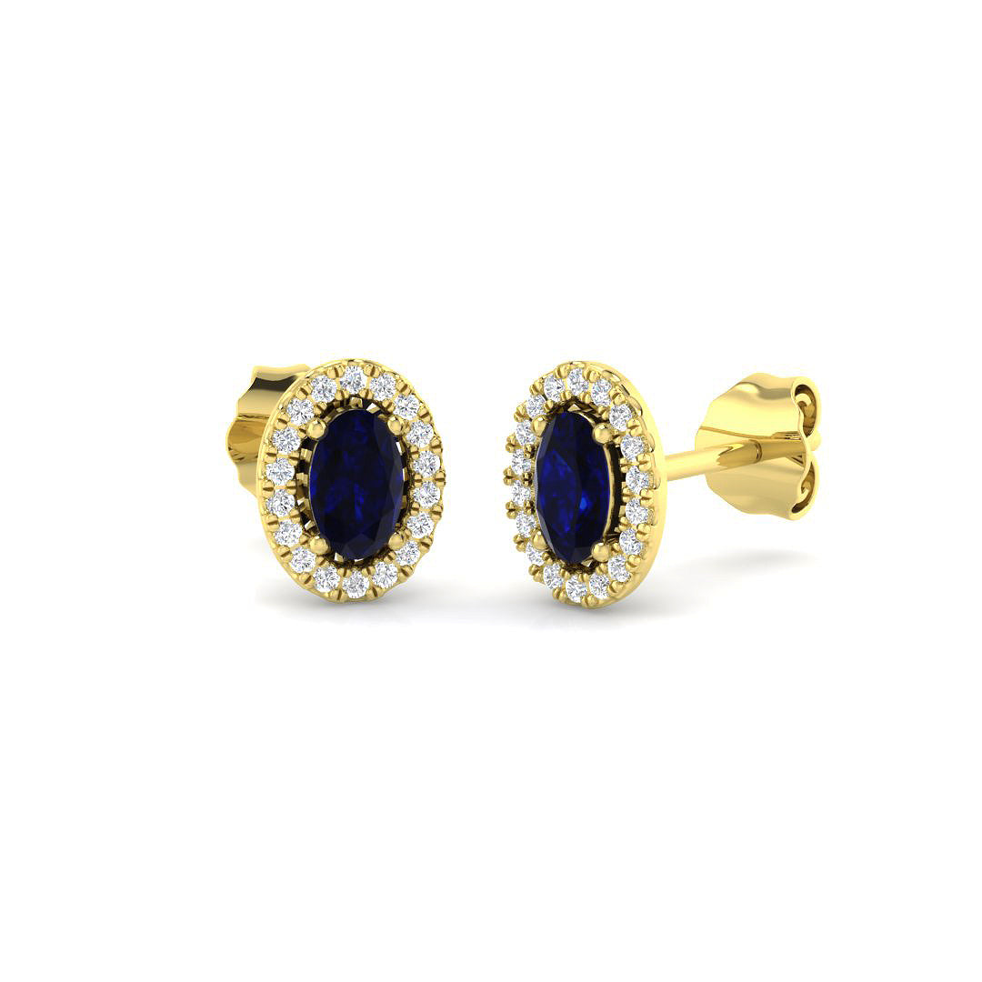 9ct Yellow Gold 0.89ct Blue Sapphire Earrings