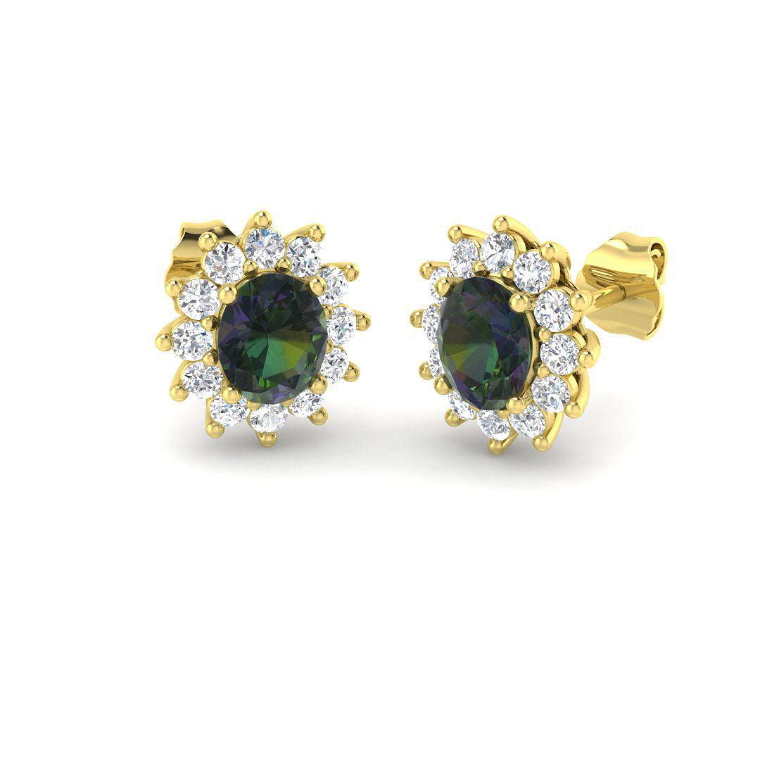 9ct Yellow Gold 2.19ct Teal Sapphire Earrings