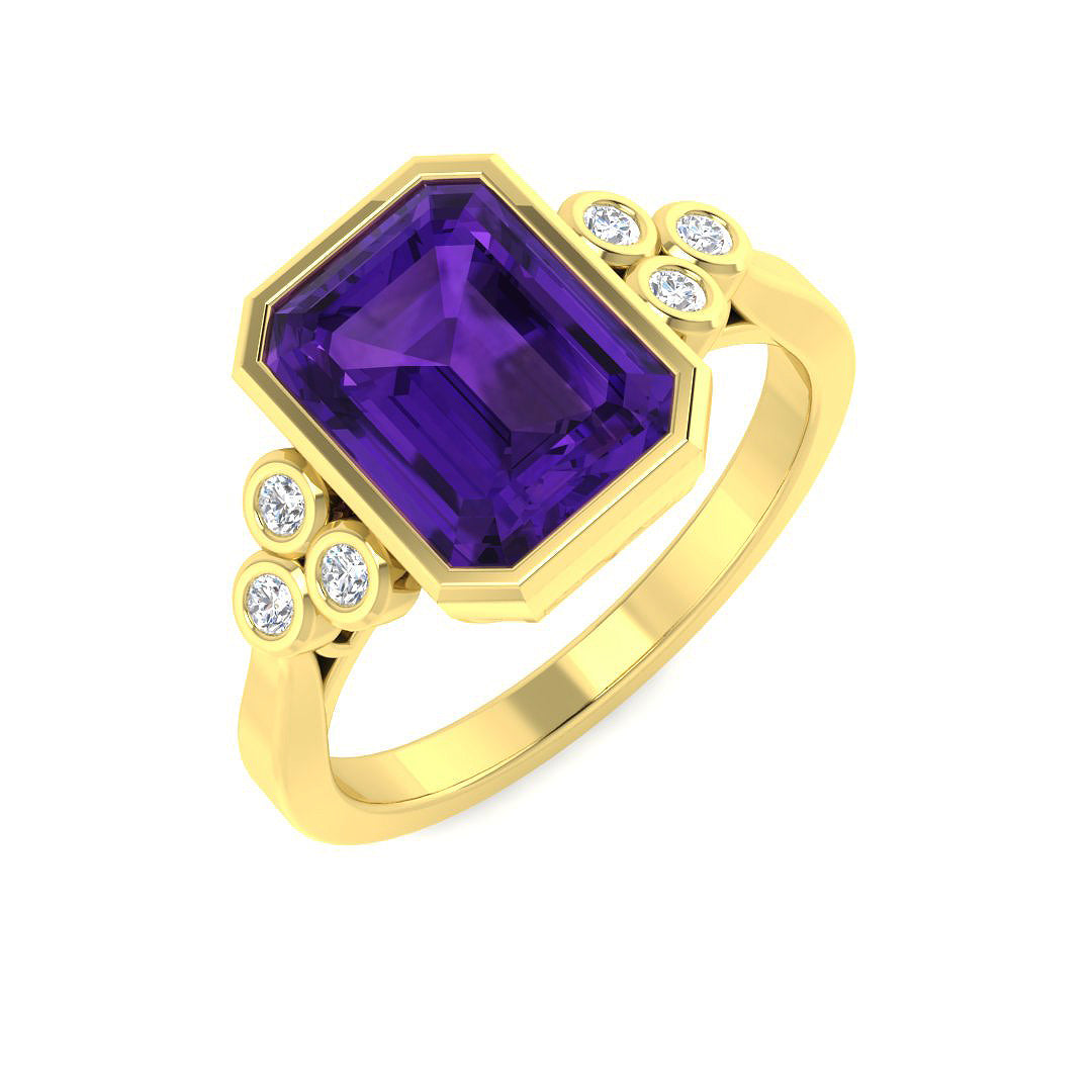 9ct Yellow Gold 2.09ct Amethyst Ring