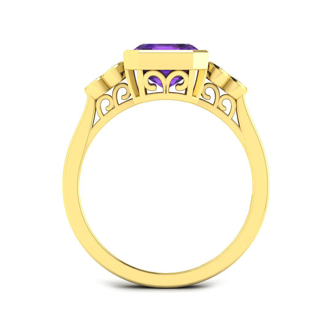 9ct Yellow Gold 2.09ct Amethyst Ring