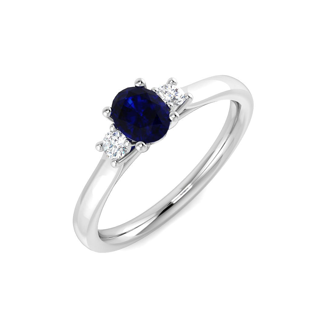 9ct White Gold 0.69ct Blue Sapphire Ring