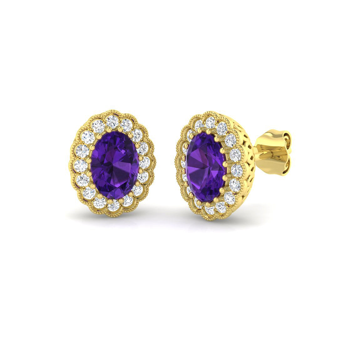 9ct Yellow Gold 1.84ct Amethyst Earrings