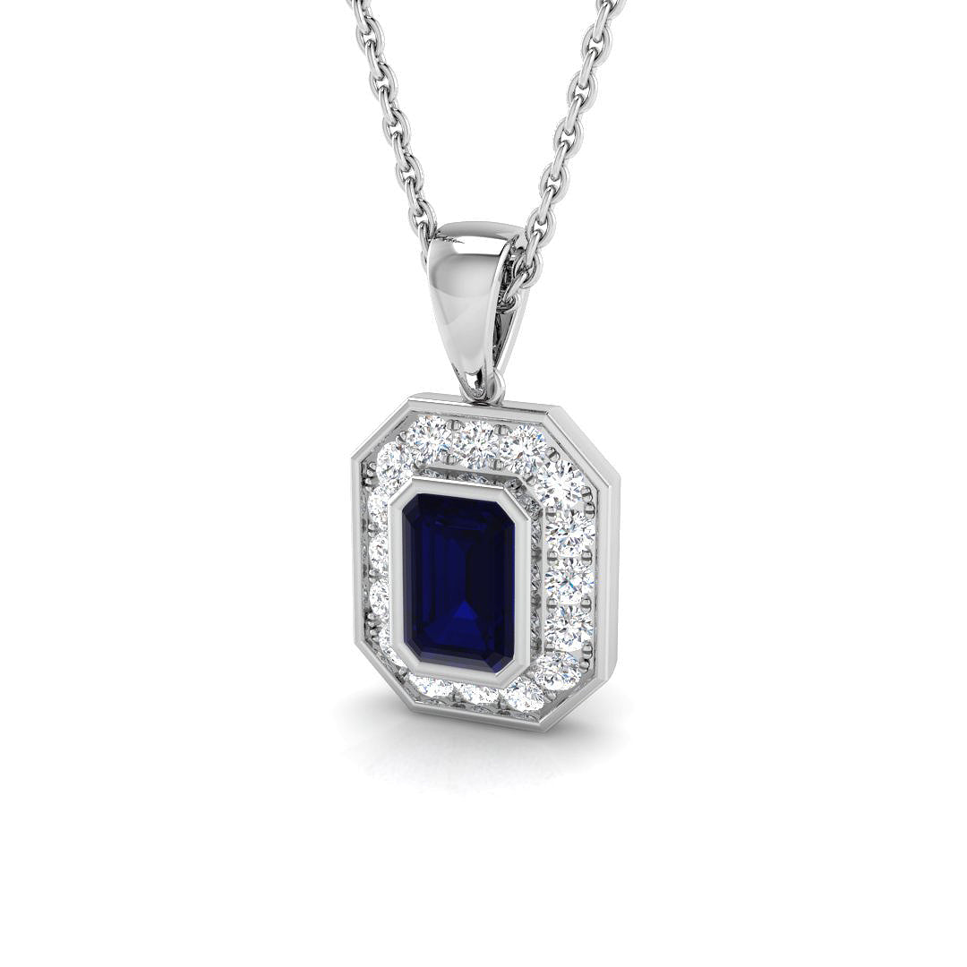 9ct White Gold 0.82ct Blue Sapphire Pendant